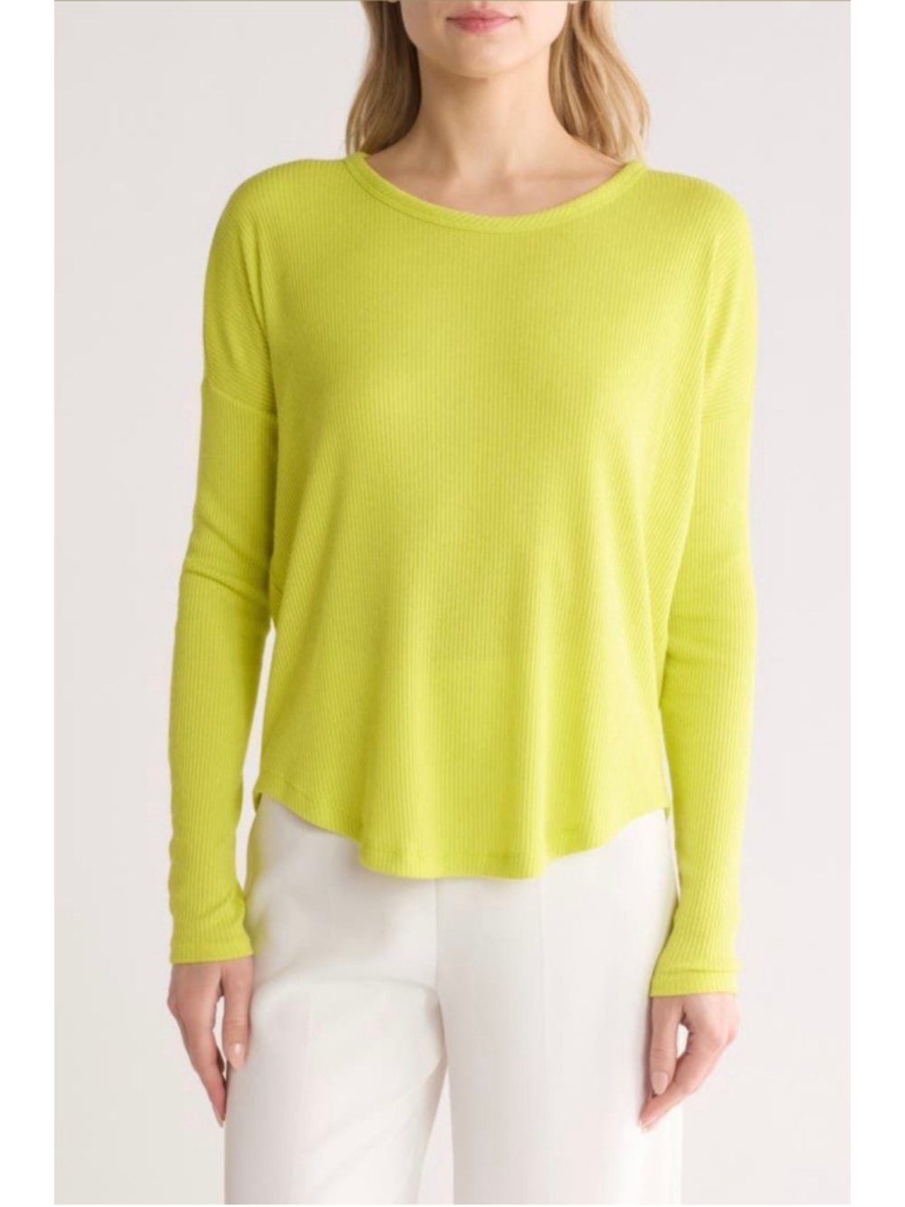 Women's Rag & Bone Long Sleeve Ribbed Knit Top Yellow Size L